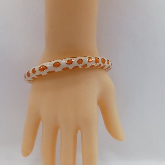 KJL Kenneth Jay Lane clamper bracelet giraffe animal print enamel - Picture 3 of 8